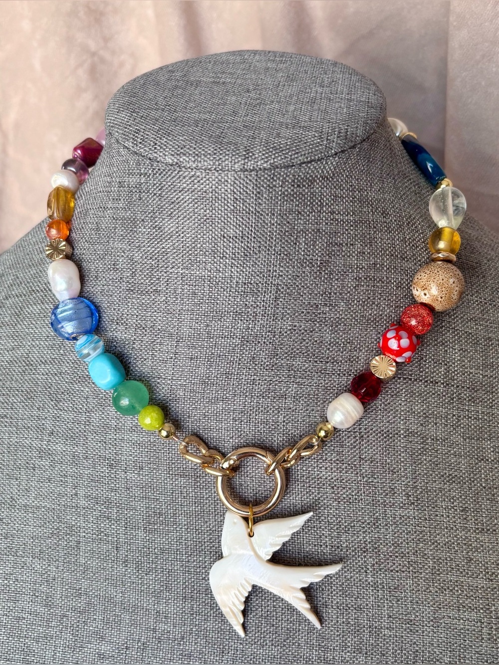 Large Bold Stone Glass Crystal Candy Necklace